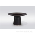 Round wooden dining table